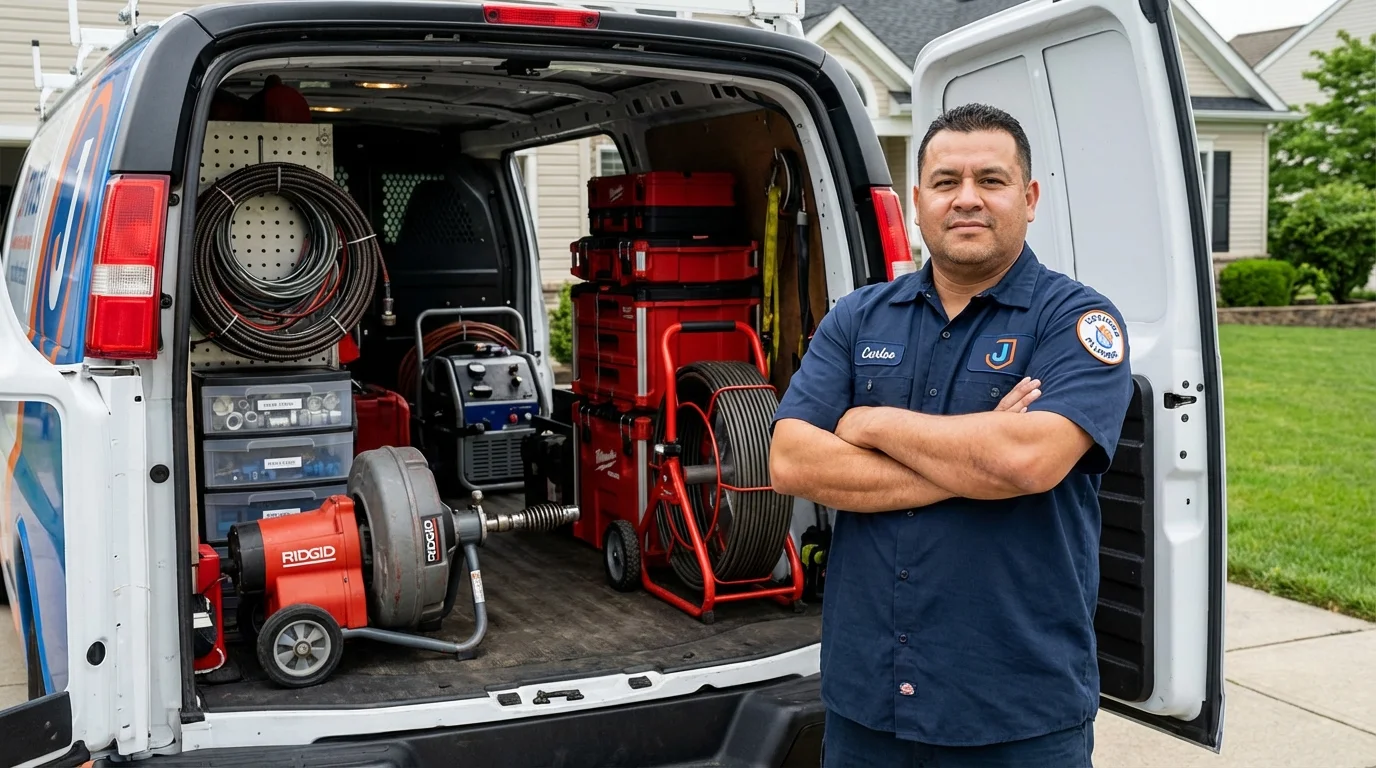 Professional drain cleaning equipment and Johns Plumbing LLC plumber in Thurmond